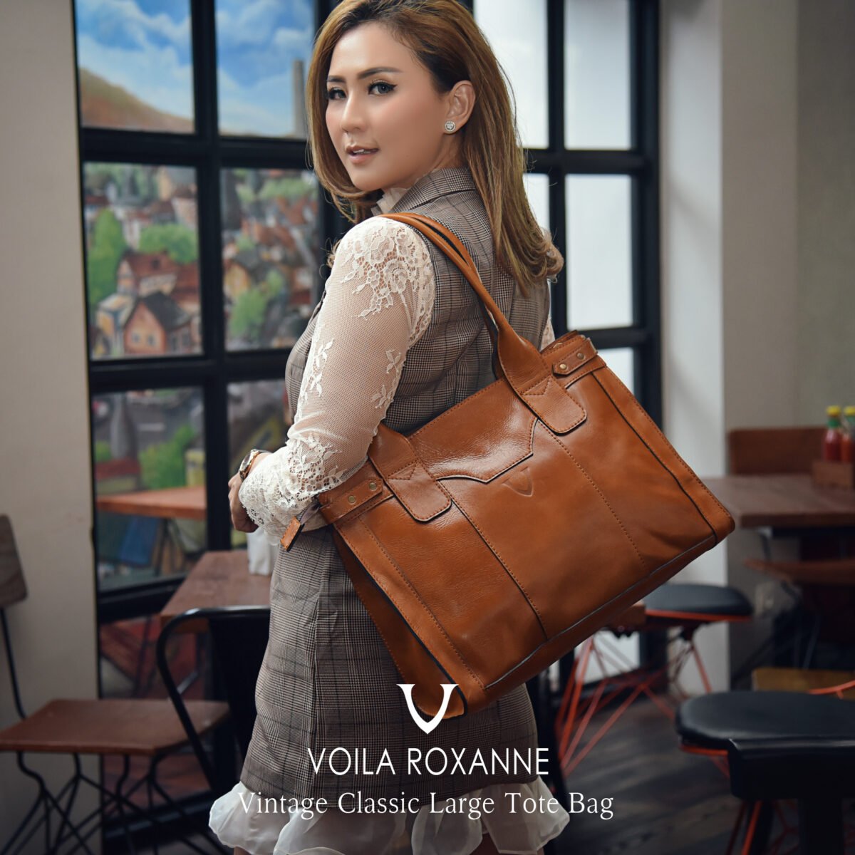 MAXIMA Leather Tote Bag Archive Y2K 3287 Tas Tote Kulit Voila 