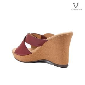 Wedges Kulit Asli Voila Charlotte Maroon