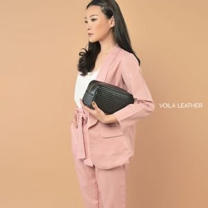Pouch Anyaman Kulit Asli Voila New Andrea Black