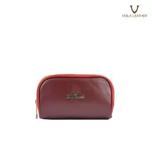 Pouch Make Up Kulit Asli Voila Carmen Red (2)