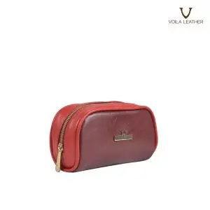 Pouch Make Up Kulit Asli Voila Carmen Red (3)