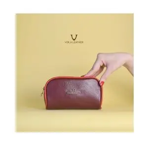 Pouch Make Up Kulit Asli Voila Carmen Red