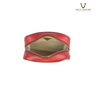 Pouch Make Up Kulit Asli Voila Carmen Red (5)