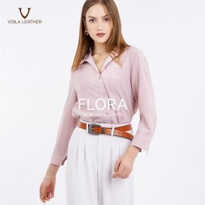 Flora in Brown Genuine Leather Women,s Belt 1