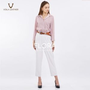 Flora in Brown Genuine Leather Women,s Belt 2