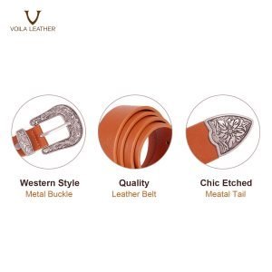 Flora in Brown Genuine Leather Women's Belt