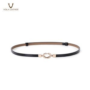 Voila Hanna Black Genuine Leather Skinny Belts 1