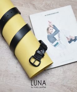 All Black Genuine Leather Women's Belt Voila Luna