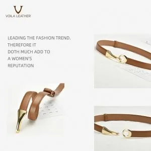 Fashion Style Genuine Leather Women's Belt Voila Elle Brown 8