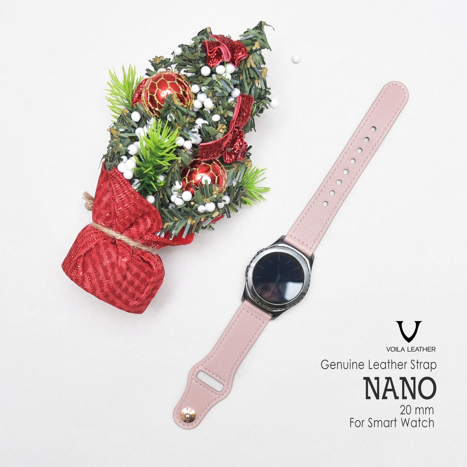 Voila Nano Genuine Leather Unisex Strap for Smart Watch 20 mm Soft