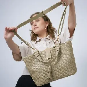 Tas Anyam Kulit Voila Bellisima Nude Medium