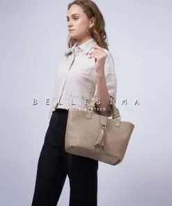 Tas Anyam Kulit Voila Bellisima Nude Medium