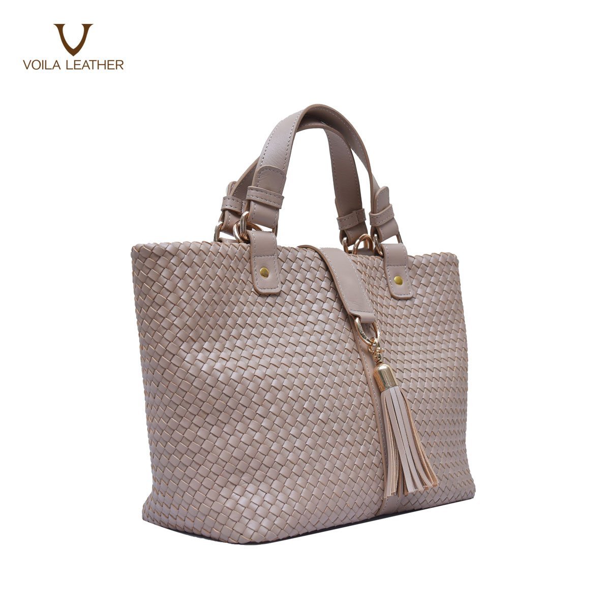 Tas Anyam Kulit Voila Bellisima Nude Medium (3)