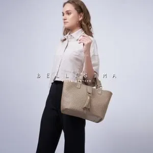 Tas Anyam Kulit Voila Bellisima Nude Medium