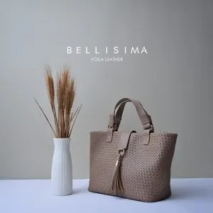 Tas Anyam Kulit Voila Bellisima Nude Medium (7)