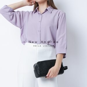 Pouch Anyaman Kulit Asli Voila New Andrea Black