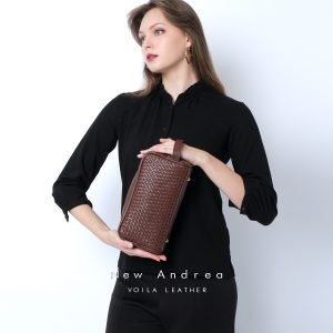Pouch Anyaman Kulit Asli Voila New Andrea Brown