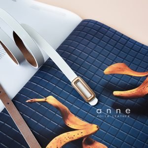 Skinny Luxury Fashion Office & Dress Genuine Leather Women's Belt Voila Anne White 9