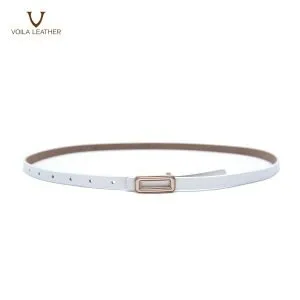 Skinny Luxury Fashion Office & Dress Genuine Leather Women's Belt Voila Anne White 9a