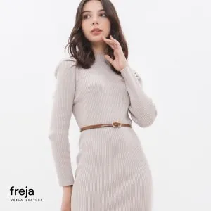 Dress & Office Womens Genuine Leather Belt Voila Freja Brown (4)