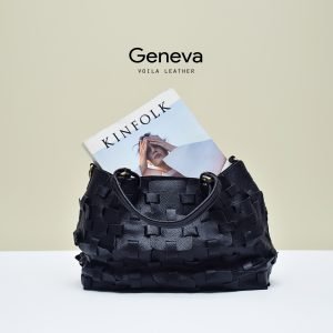 Genuine Leather Large Woven Tote Sling Bag Voila Geneva