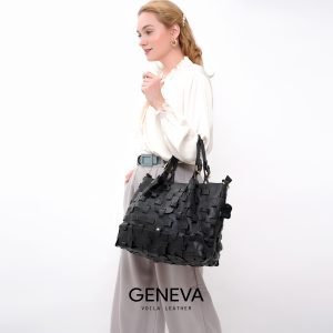 Genuine Leather Large Woven Tote Sling Bag Voila Geneva