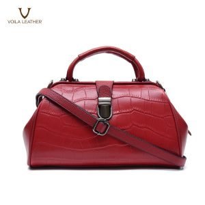 Genuine Leather Satchel Sling Bag Voila Madeline Red 1