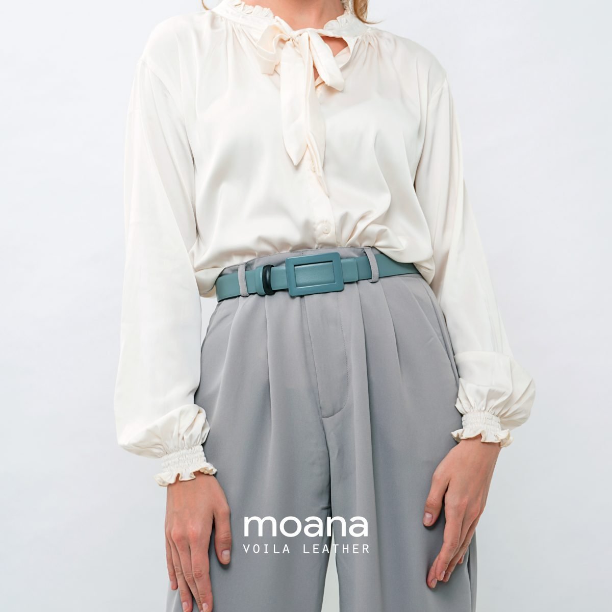 Genuine Leather Womens Belt Voila Moana Grey (5)