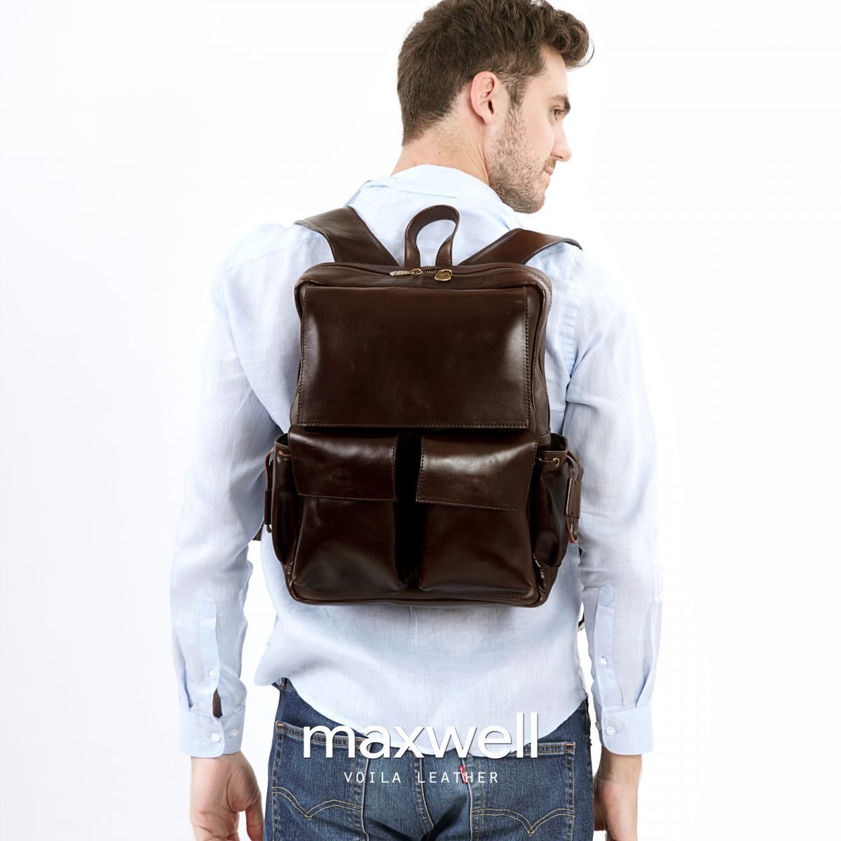 Ransel Kulit Asli Voila Maxwell Dark Brown 10