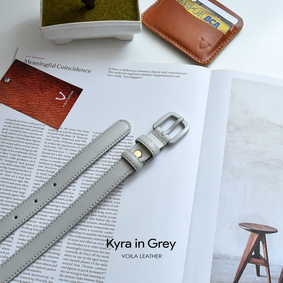 Women's Genuine Leather Belt Voila Kyra Grey (3) Women's Genuine Leather Belt Voila Kyra Grey