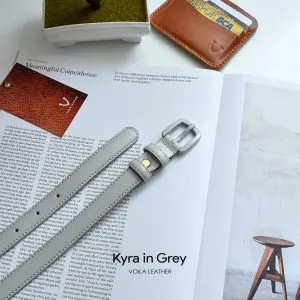 Women's Genuine Leather Belt Voila Kyra Grey