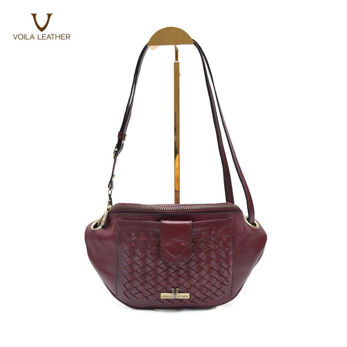 Etnik-Waist-Bag-Selempang-Anyam-Kulit-Voila-Juliete-Maroon-1 Etnik-Waist-Bag-Selempang-Anyam-Kulit-Voila-Juliete-Maroon-1