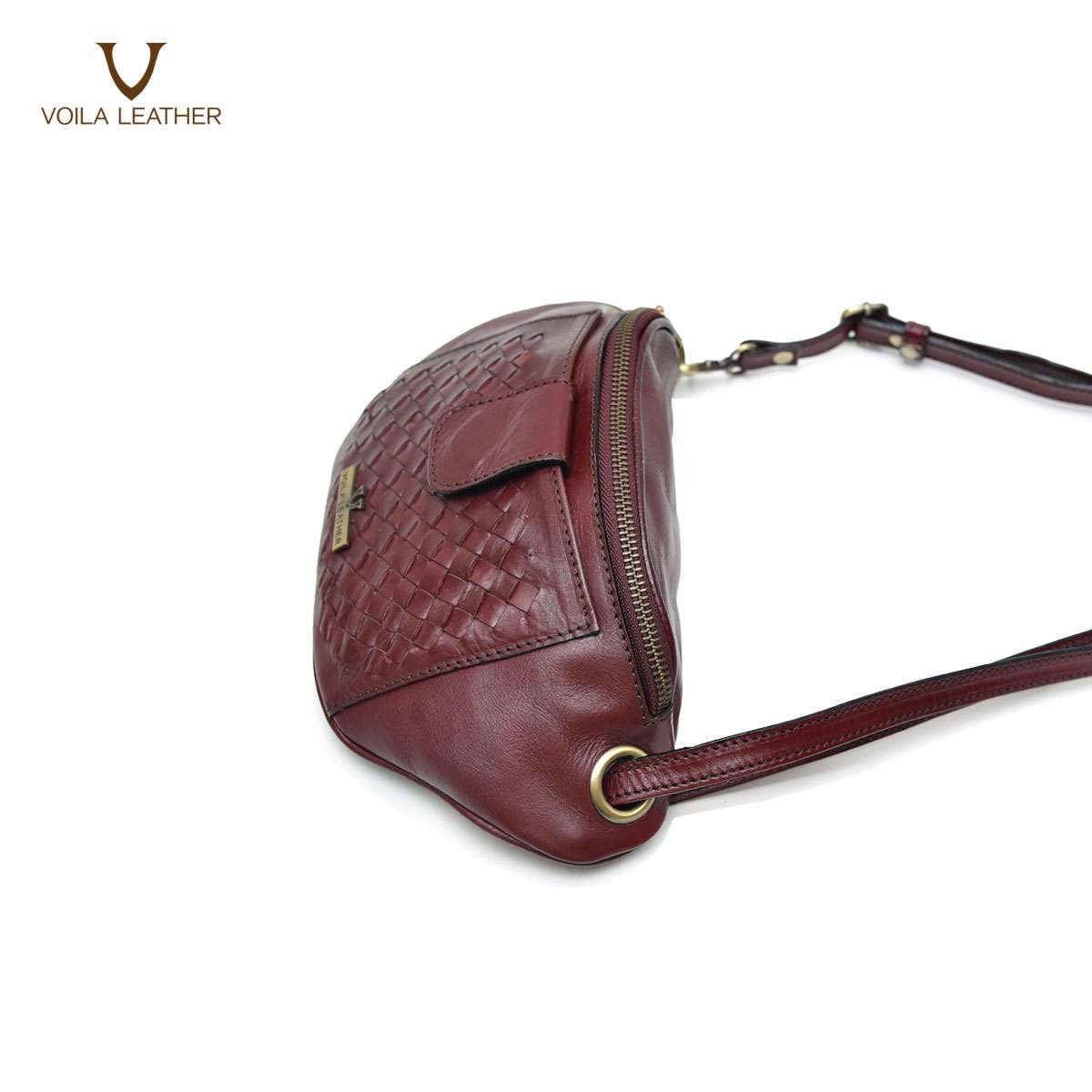 Etnik-Waist-Bag-Selempang-Anyam-Kulit-Voila-Juliete-Maroon-3 Etnik-Waist-Bag-Selempang-Anyam-Kulit-Voila-Juliete-Maroon-3