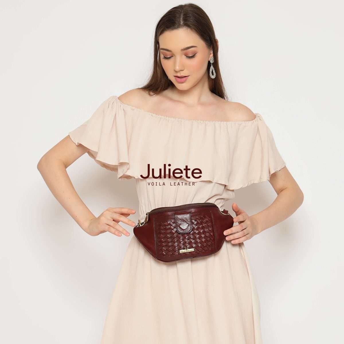 Etnik Waist Bag Selempang Anyam Kulit Voila Juliete Maroon Etnik Waist Bag Selempang Anyam Kulit Voila Juliete Maroon