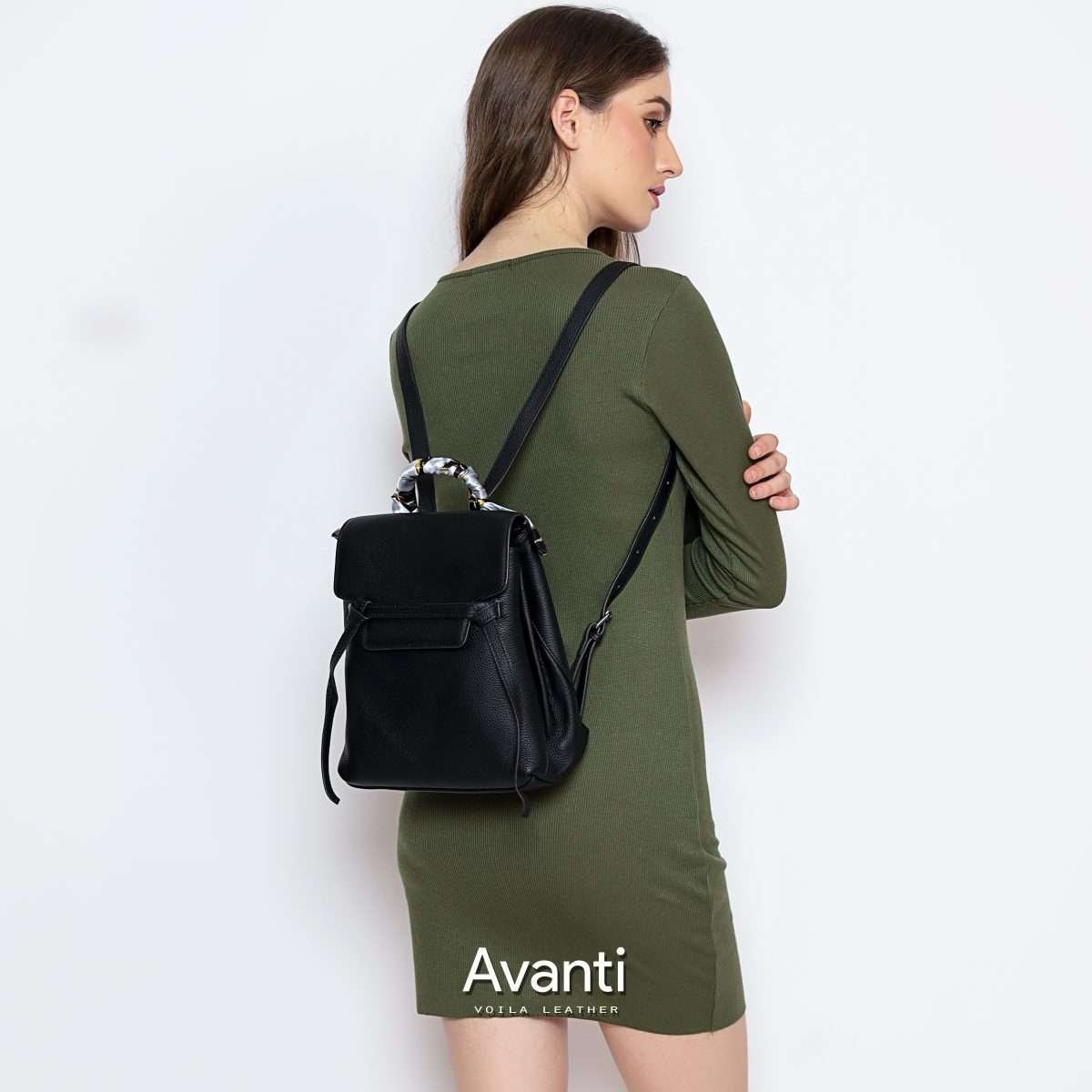 Avanti Black mdl 4 Genuine Leather Women's Backpack Voila Avanti