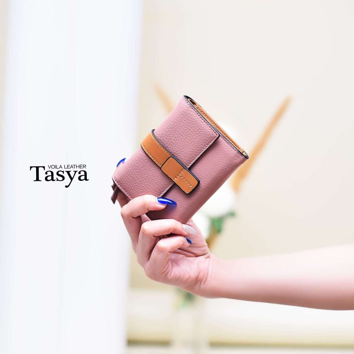 Short Leather Women's Wallet Voila Tasya Soft Pink