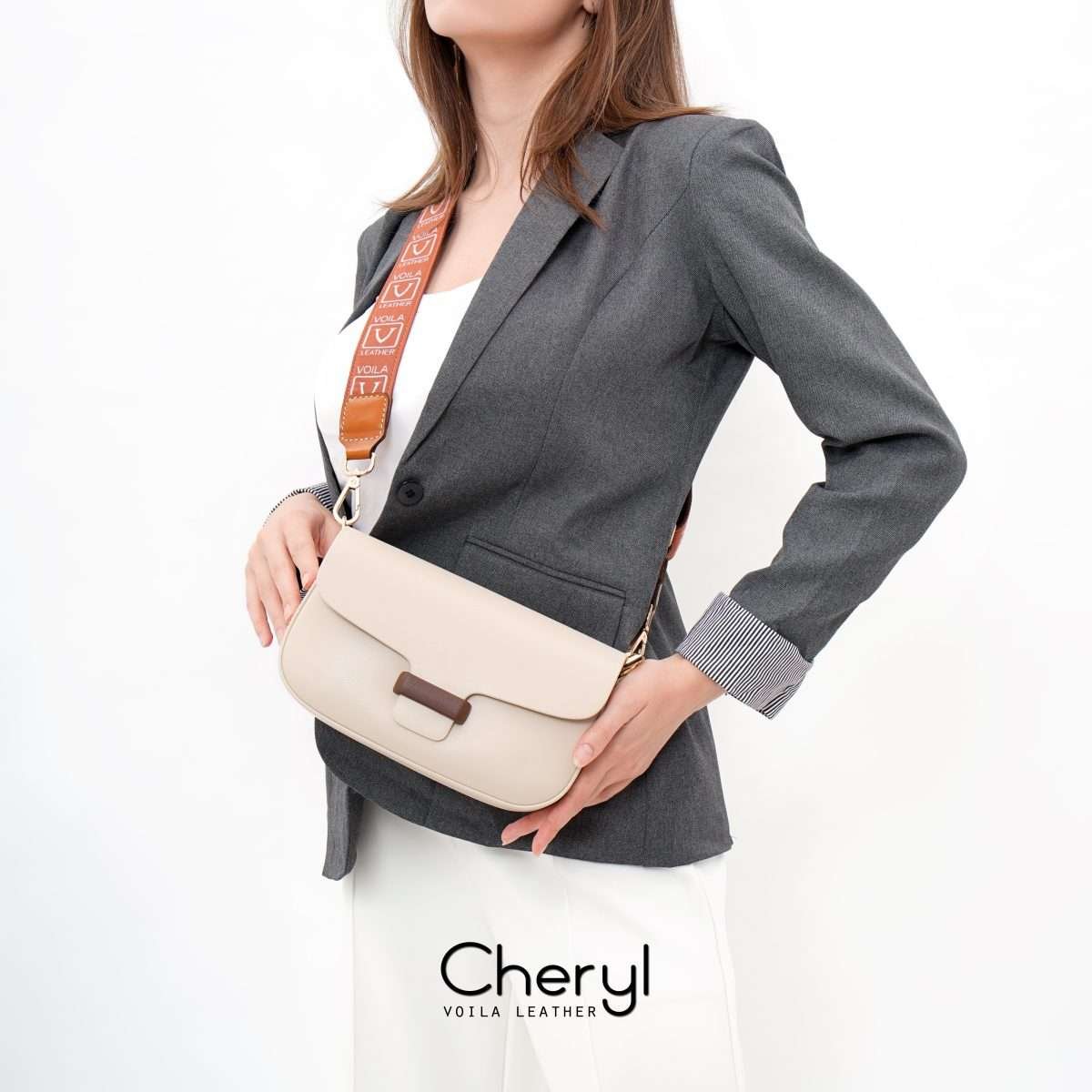 Tas Selempang Kulit Voila Cheryl Cream