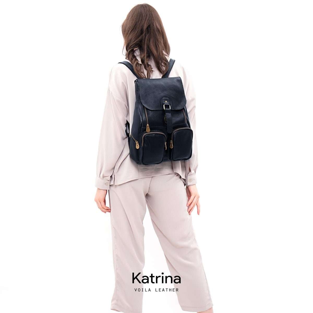 Katrina Black Model 3 Women Genuine Leather Backpack Voila Katrina Black