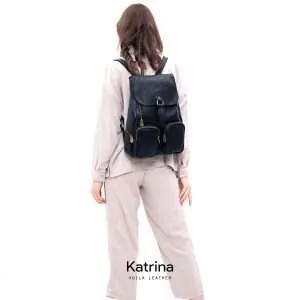 Women Genuine Leather Backpack Voila Katrina Black