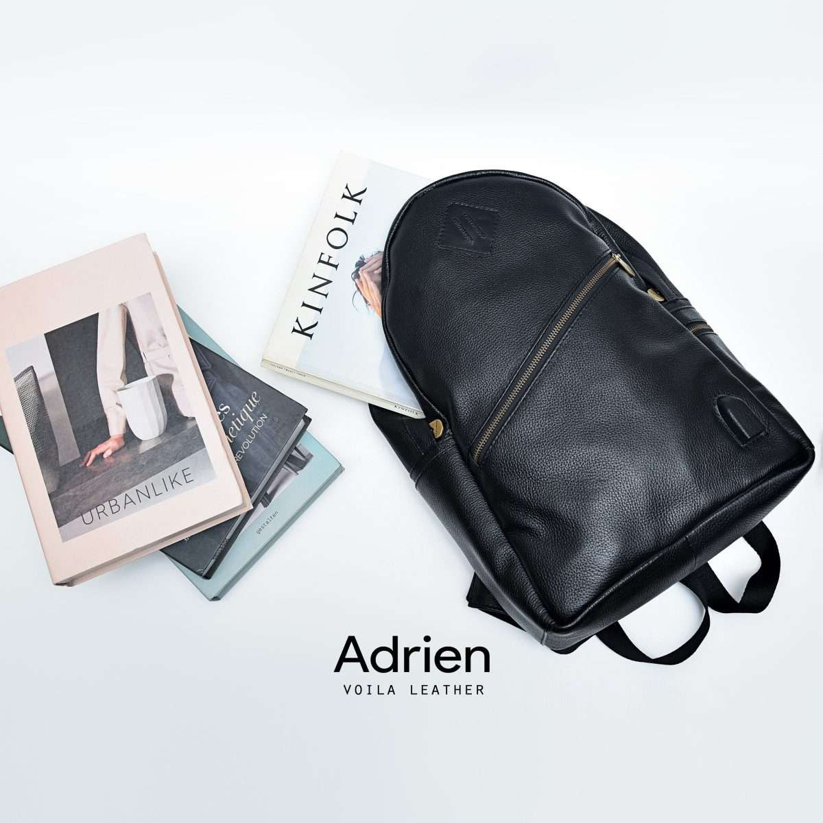 Genuine Leather Backpack Voila Adrien Black Voila Leather