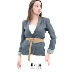 Fashion Stylish Genuine Leather Women Obi Belt Voila Illona Capuccino