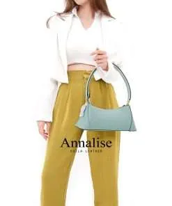 Genuine Leather Hobo Bag Voila Annalise Green Sage