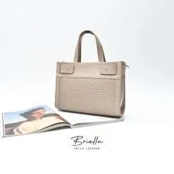 Handbag Selempang Anyam Kulit Asli Voila Briella Nude