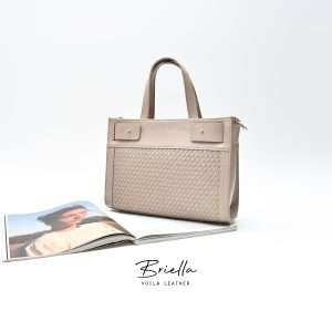 Handbag Selempang Anyam Kulit Asli Voila Briella Nude