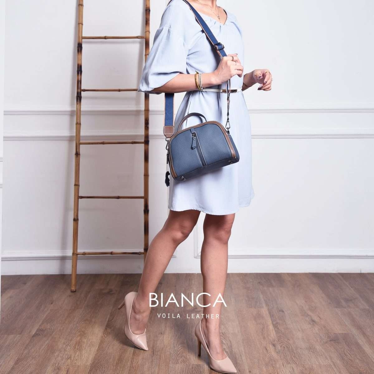 Genuine Leather Sling Bag Voila Bianca Blue