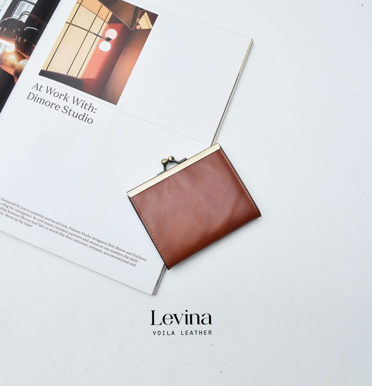 Vintage Style Genuine Leather Women Wallet Voila Levina Brown