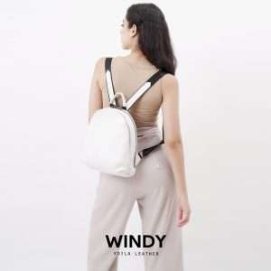 Genuine Leather Medium Women's Backpack Voila Windy White