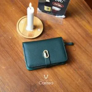 2 Fold Genuine Leather Women's Wallet Voila Hijau Botol