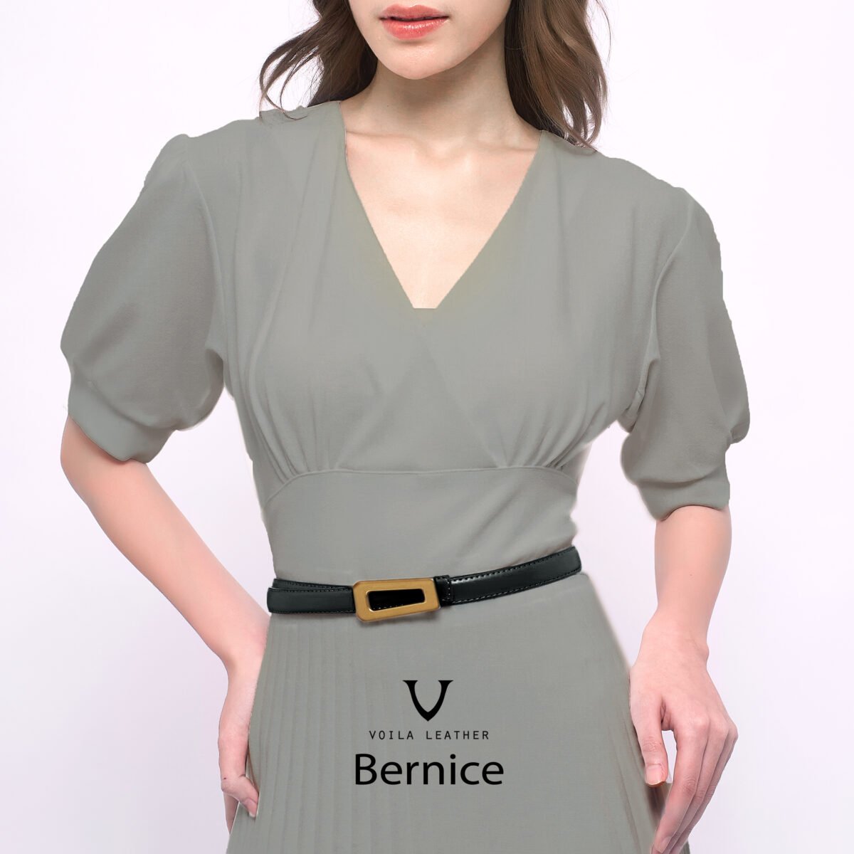 Bernice Black Mdl 2 Women's Genuine Leather Belt Voila Bernice