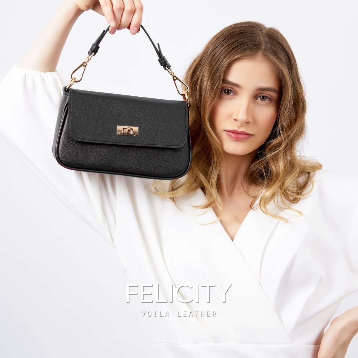 Felicity Black MDL 1 Tas Selempang Kulit Asli Voila Felicity Black